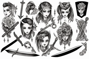 girl,boys,sword tattoo idea