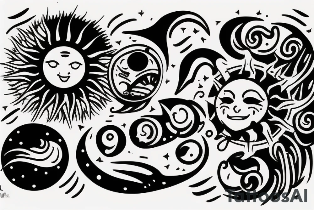Sun and moon tattoo idea