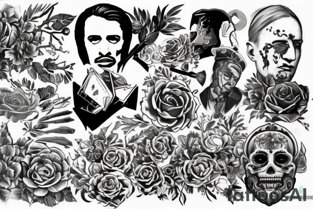 Черное дерево на фоне с полумесяцем tattoo idea