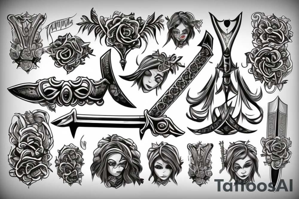 girl,sword tattoo idea