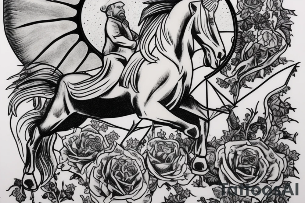 Vladimir Lenin riding a unicorn towards the White House tattoo idea