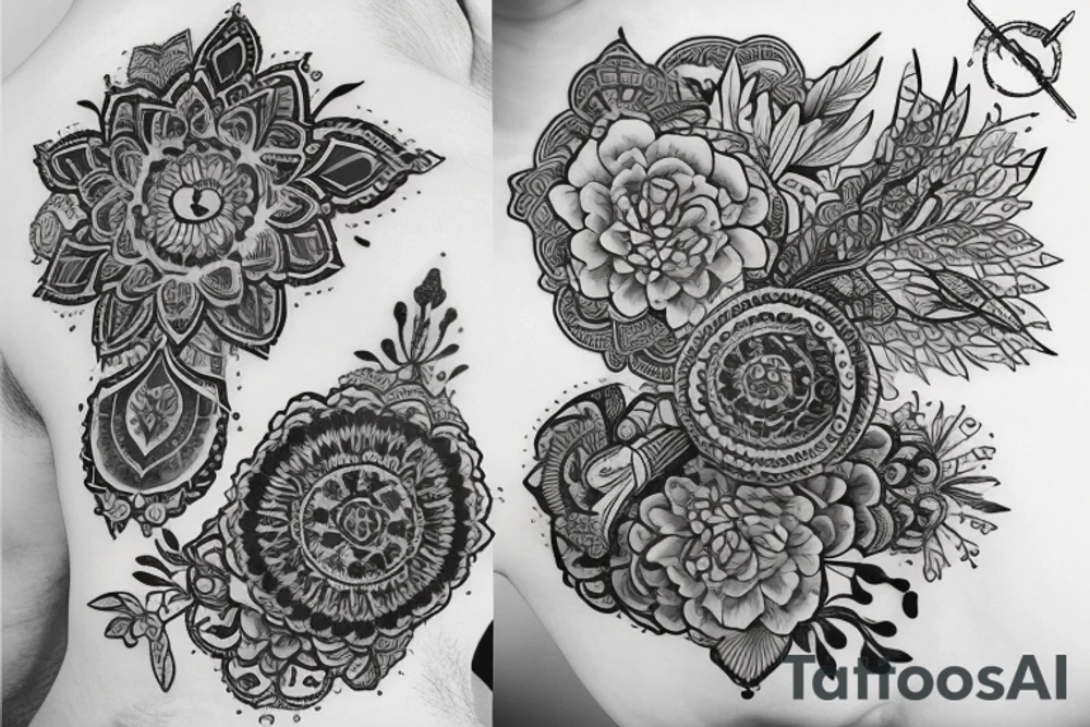 Черное дерево на фоне с полумесяцем tattoo idea