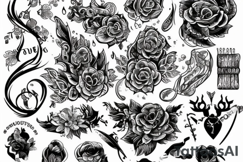 бюст девушки с фоном из цветов tattoo idea