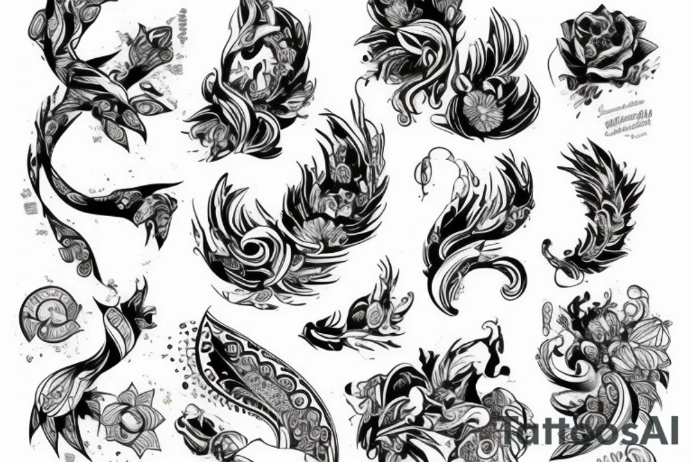 бюст девушки с фоном из цветов tattoo idea
