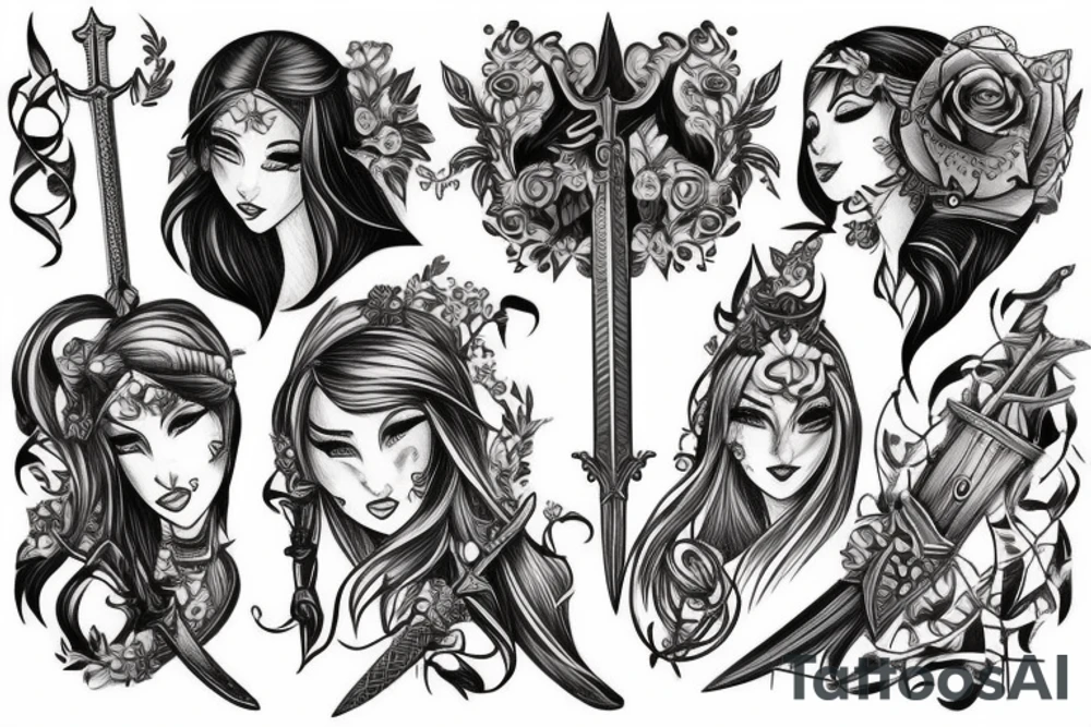 girl,sword tattoo idea
