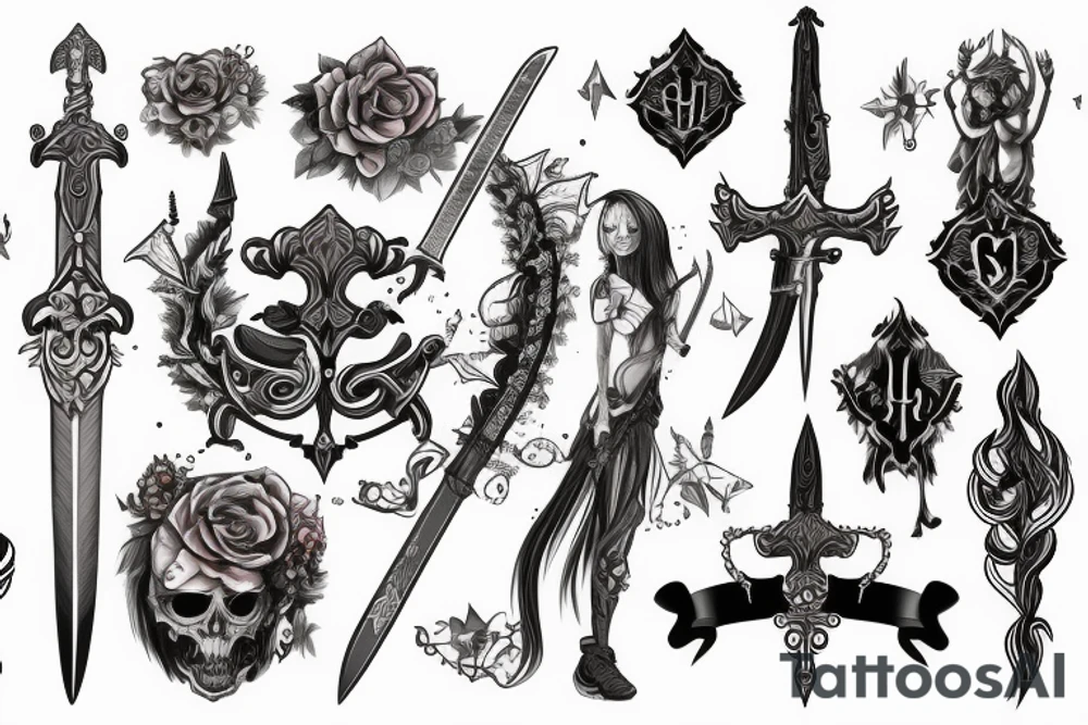 girl,sword tattoo idea