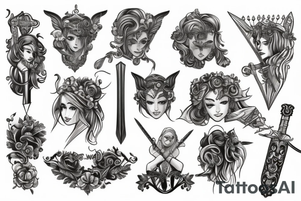 girl,sword tattoo idea