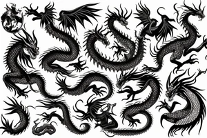 sunset dragon mountain tattoo idea