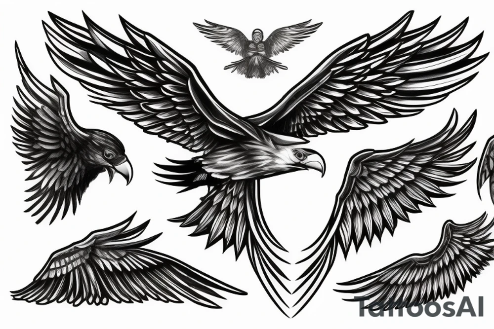 Cyborg eagle wings tattoo idea