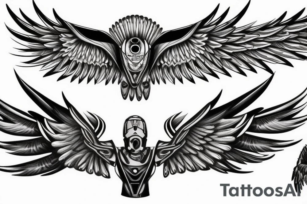 Cyborg eagle wings tattoo idea
