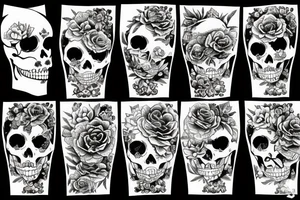 skeleton gragon with flowers tattoo idea