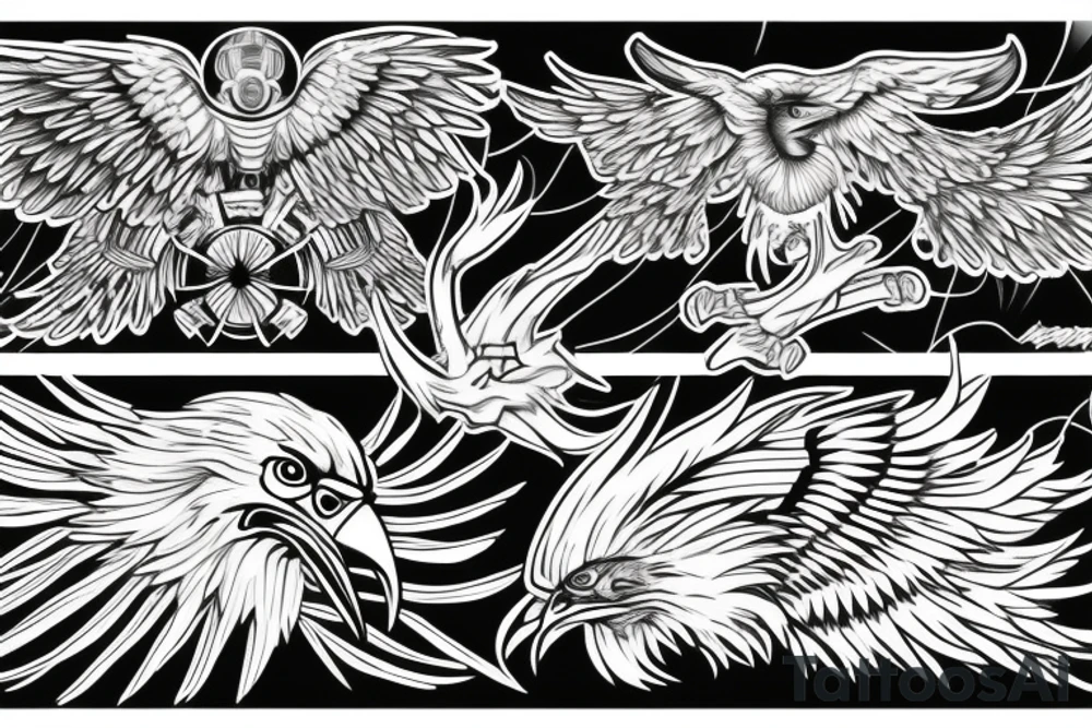 Cyborg eagle wings tattoo idea