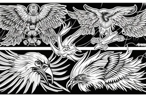 Cyborg eagle wings tattoo idea