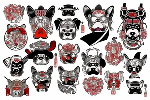 Traditional japanise tattoo, samurai, mask, dog tattoo idea