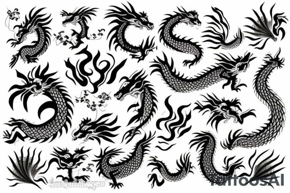 dragon with flowers tattoo idea
