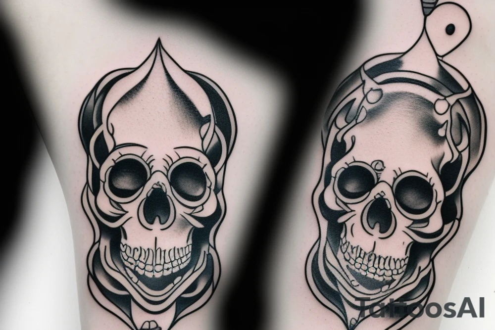 ghotic skull on skateboard tattoo idea