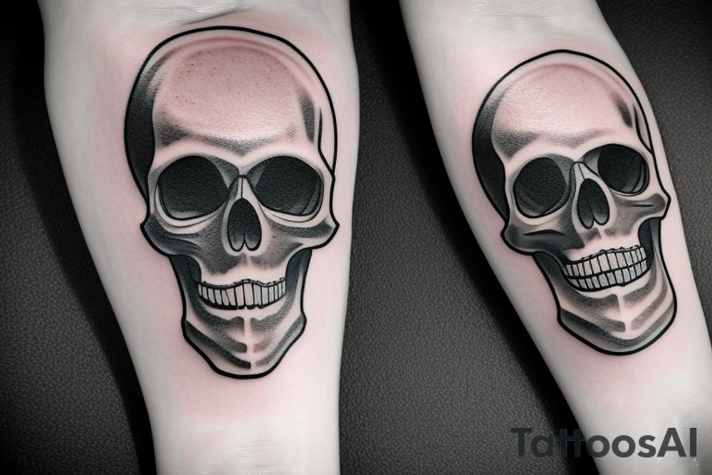 ghotic skull on skateboard tattoo idea
