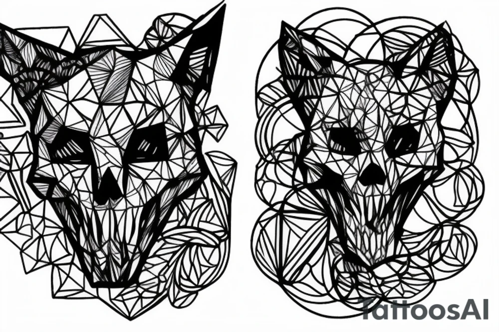 Fox skull made of geometric shapes tattoo idea