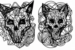 Fox skull made of geometric shapes tattoo idea