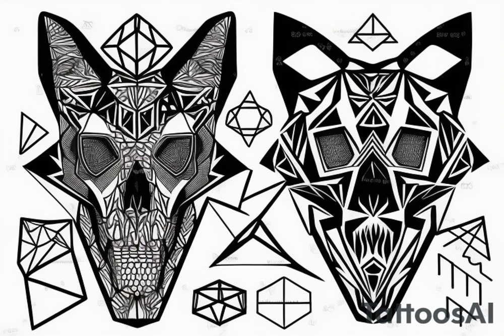 Fox skull made of geometric shapes tattoo idea