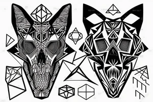 Fox skull made of geometric shapes tattoo idea