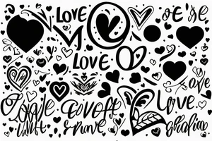 Two words “love” and “Gratitude” on Cirillic font tattoo idea