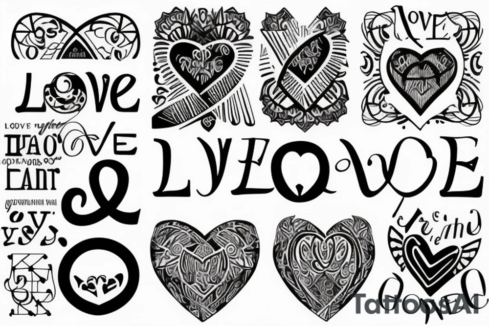 Two words “love” and “Gratitude” on Cirillic font tattoo idea