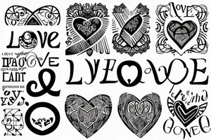 Two words “love” and “Gratitude” on Cirillic font tattoo idea