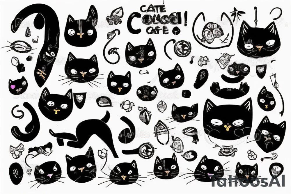 Black cute cat with a character of James Bond tattoo idea