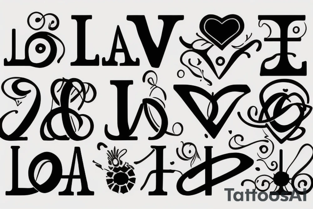 Two words “love” and “Gratitude” on Cirillic font tattoo idea