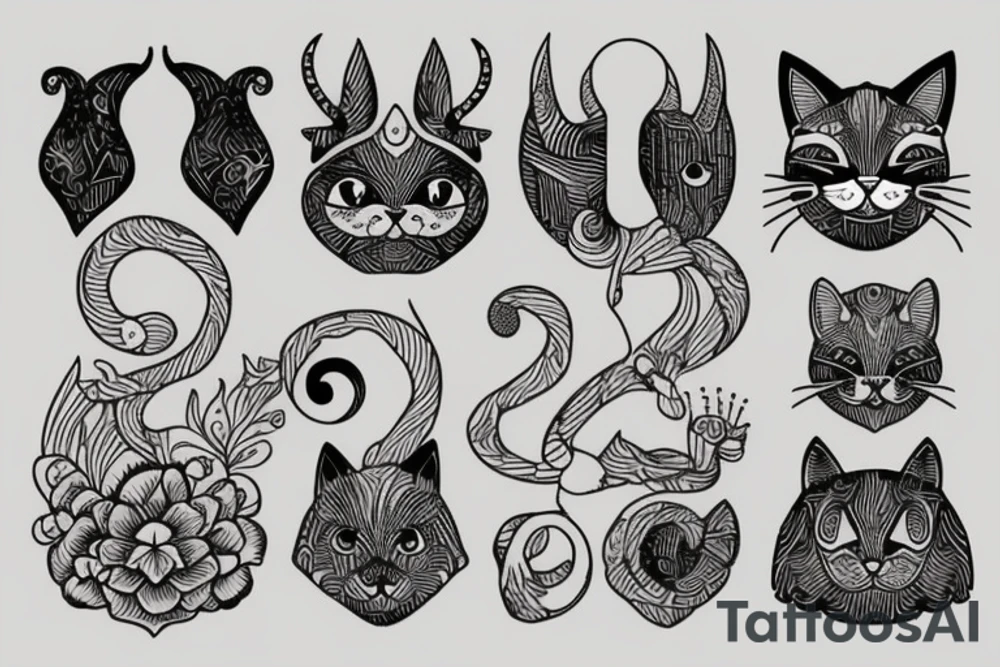 cat + capricorn tattoo idea