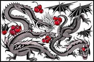 dragon whith cherry tattoo idea