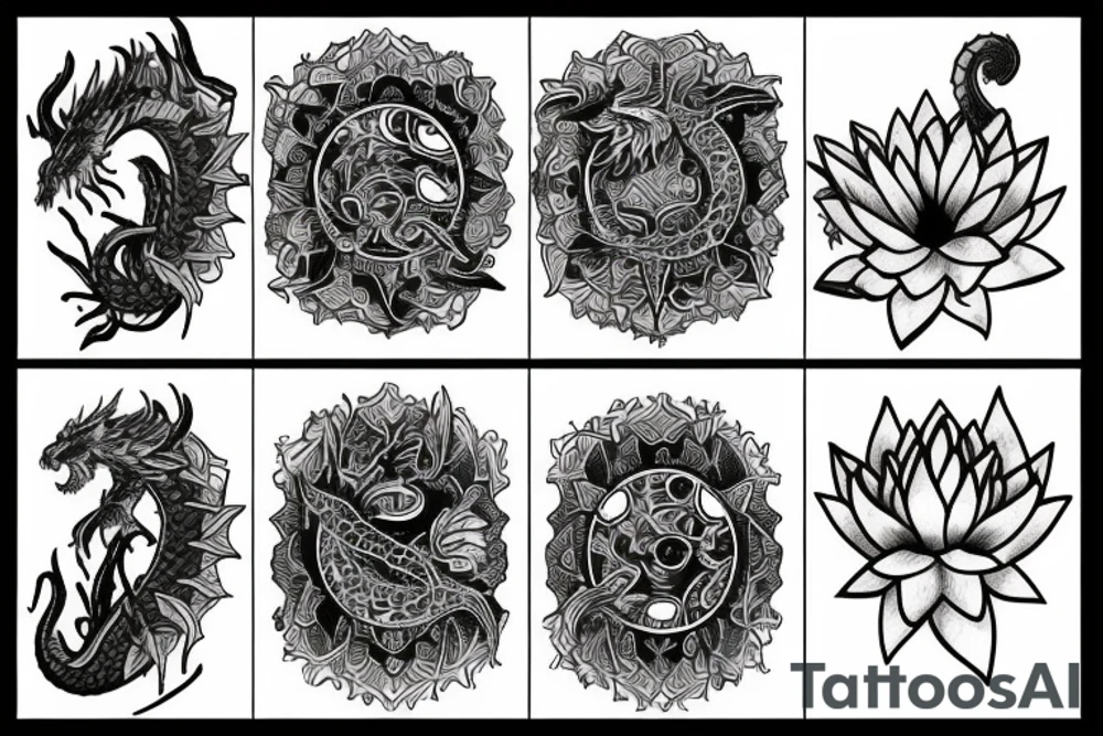 two dragons
moon
lotus tattoo idea
