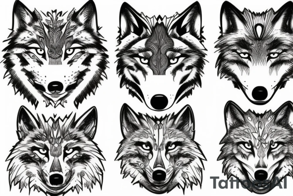 wolf beyond trees tattoo idea