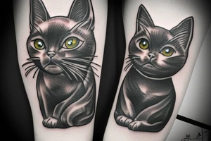 Black cute cat James Bond tattoo idea