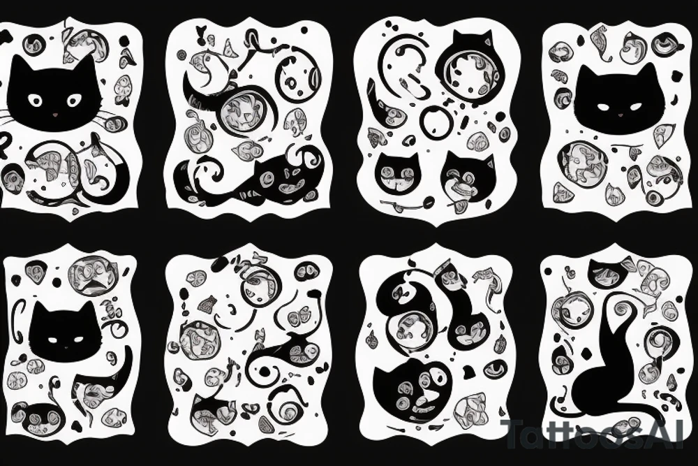 Black cute cat James Bond tattoo idea