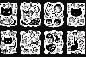Black cute cat James Bond tattoo idea