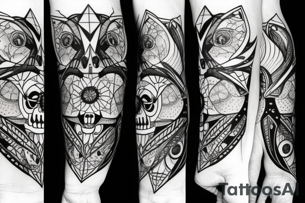 Fox skull made of geometric shapes tattoo idea