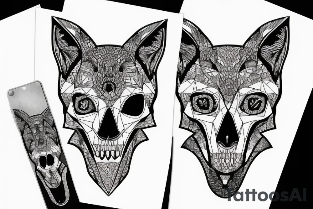 Fox skull made of geometric shapes tattoo idea