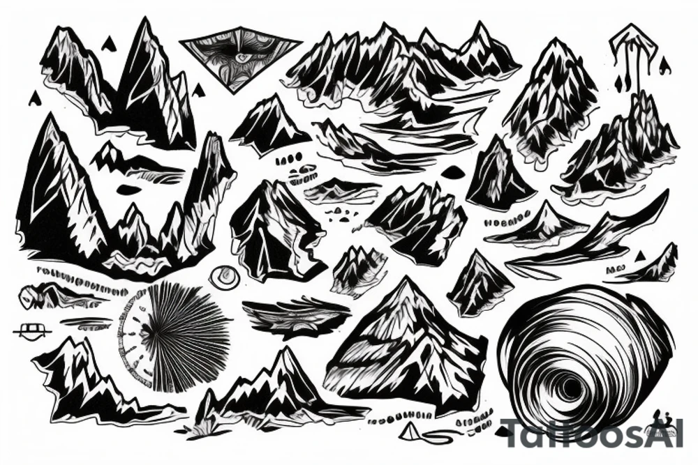 compas mountains lake tattoo idea