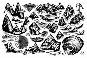 compas mountains lake tattoo idea