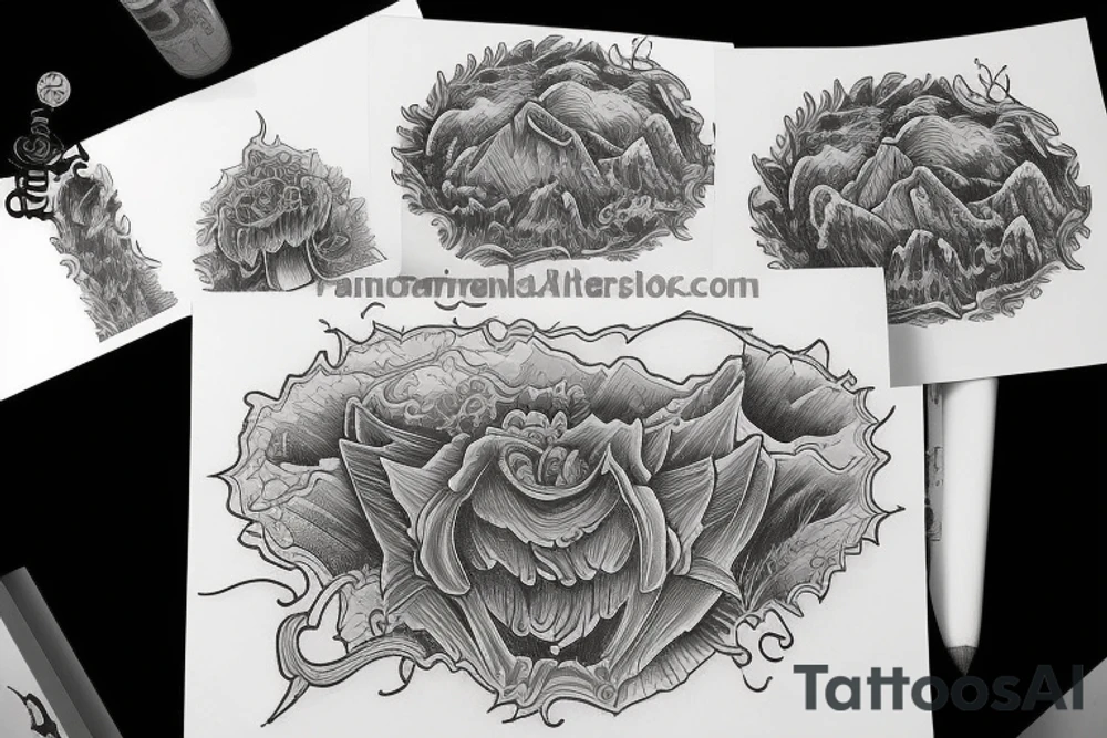 compas mountains lake tattoo idea