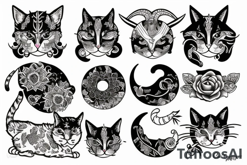 cat + capricorn tattoo idea