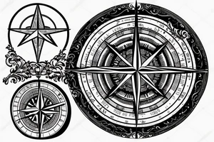 compass on the background of mountains tattoo idea