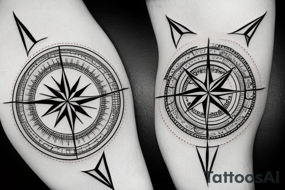 compass on the background of mountains tattoo idea