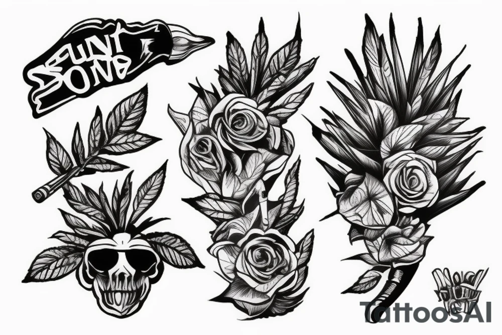 funny blunt smoking another blunt tattoo idea