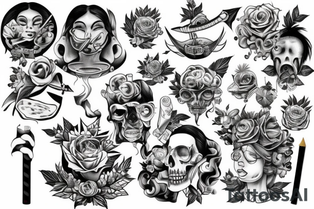 funny blunt smoking another blunt tattoo idea