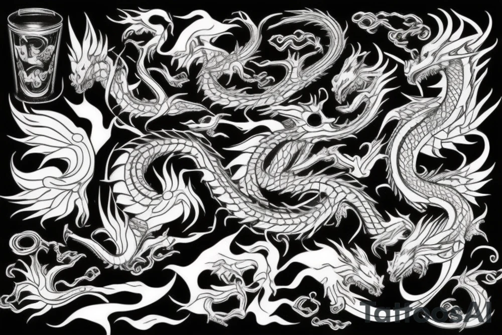 dragon whith cherry tattoo idea