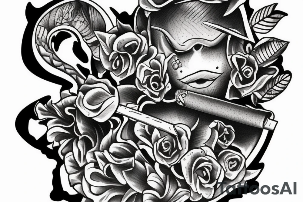 funny blunt smoking another blunt tattoo idea
