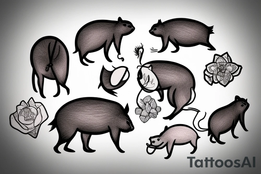 smoking capybara tattoo idea